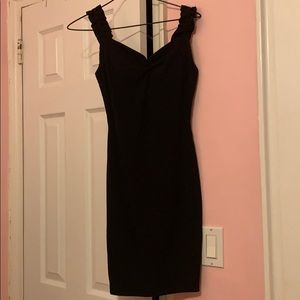 black dress with ruffle straps